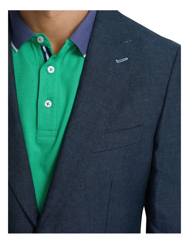 Milton Linen Blazer With Peak Lapel in Ink image 6