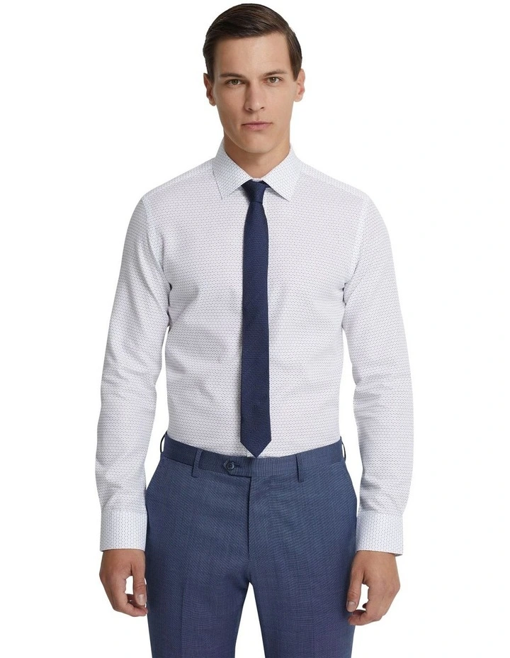 Beckton Luxury Printed Shirt in White/Navy image 1