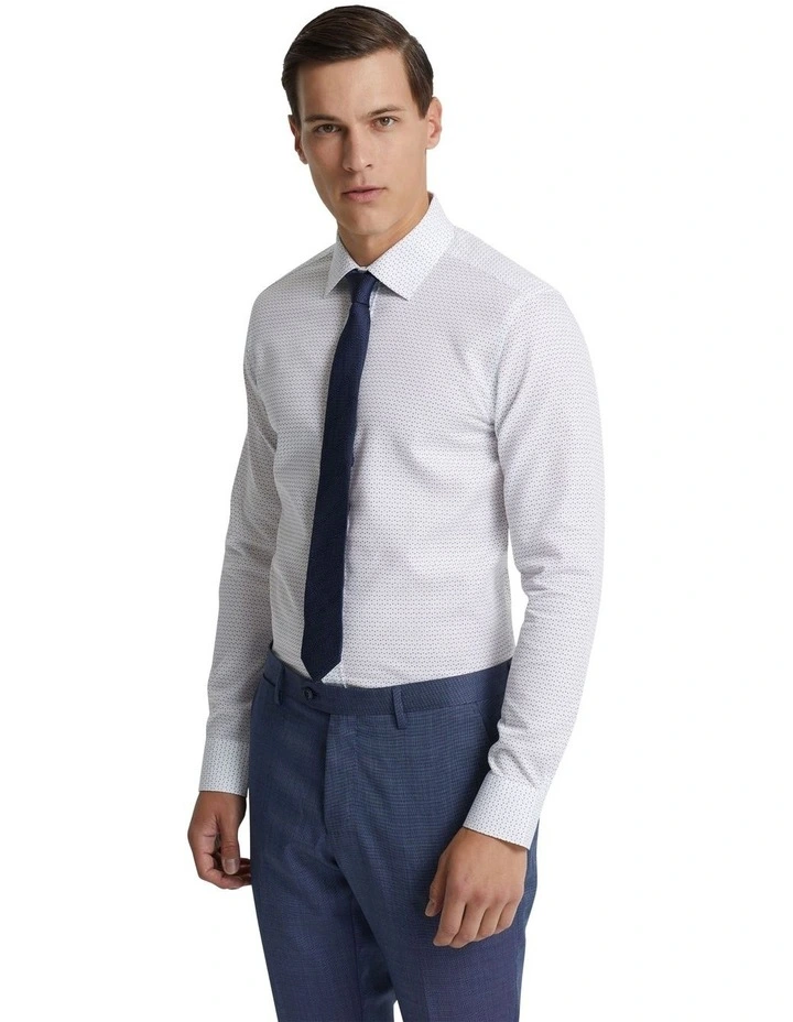Beckton Luxury Printed Shirt in White/Navy image 2