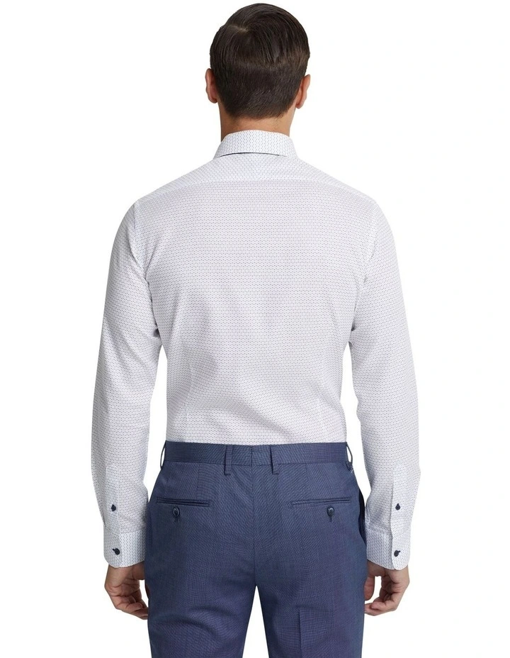 Beckton Luxury Printed Shirt in White/Navy image 3