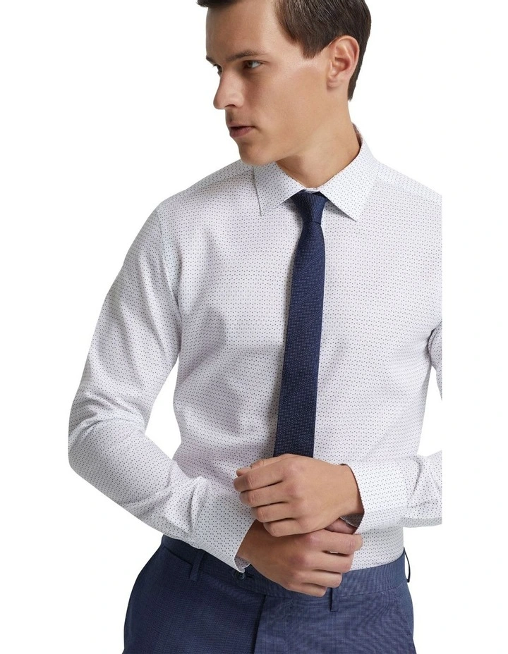 Beckton Luxury Printed Shirt in White/Navy image 4