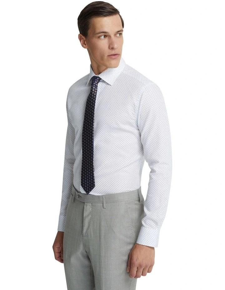 Islington Luxury Printed Shirt in White/Navy image 2