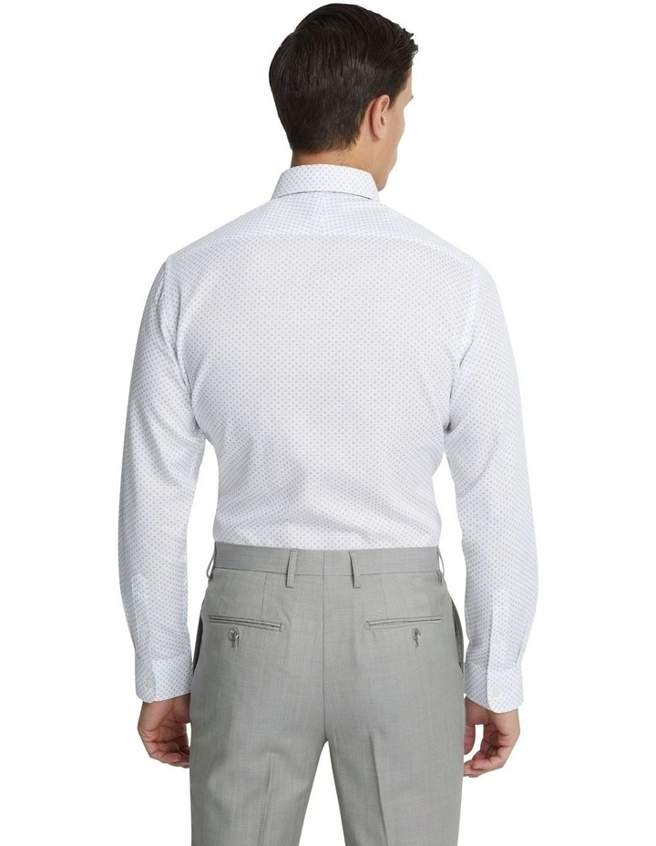 Islington Luxury Printed Shirt in White/Navy image 3