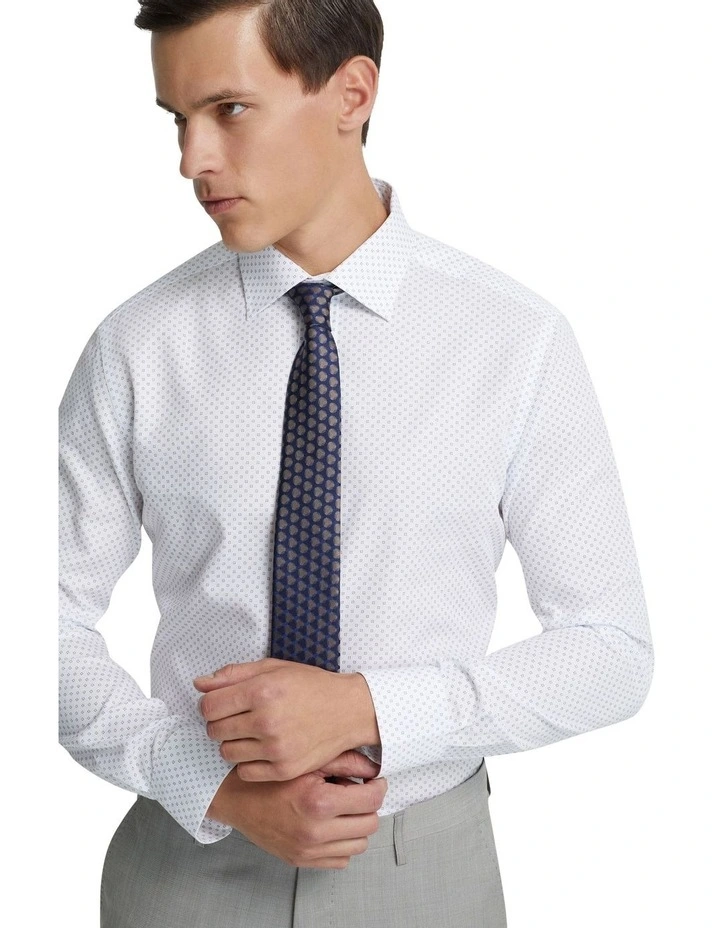 Islington Luxury Printed Shirt in White/Navy image 4