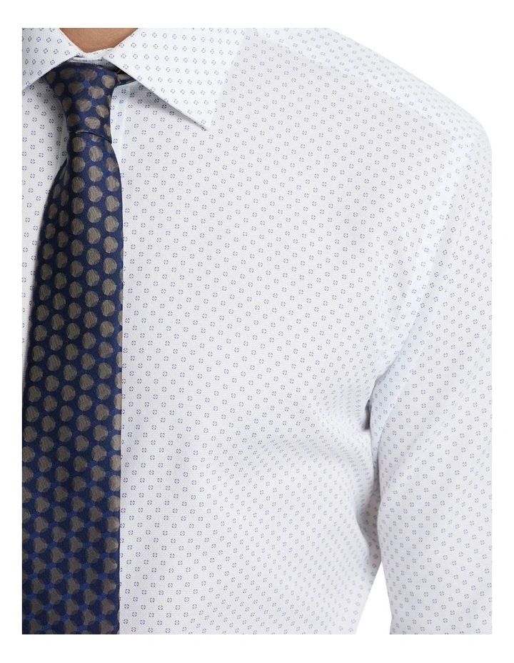 Islington Luxury Printed Shirt in White/Navy image 6