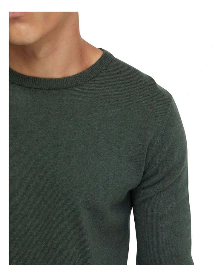 Crew Neck Cotton Cashmere Knit in Bottle Green image 6