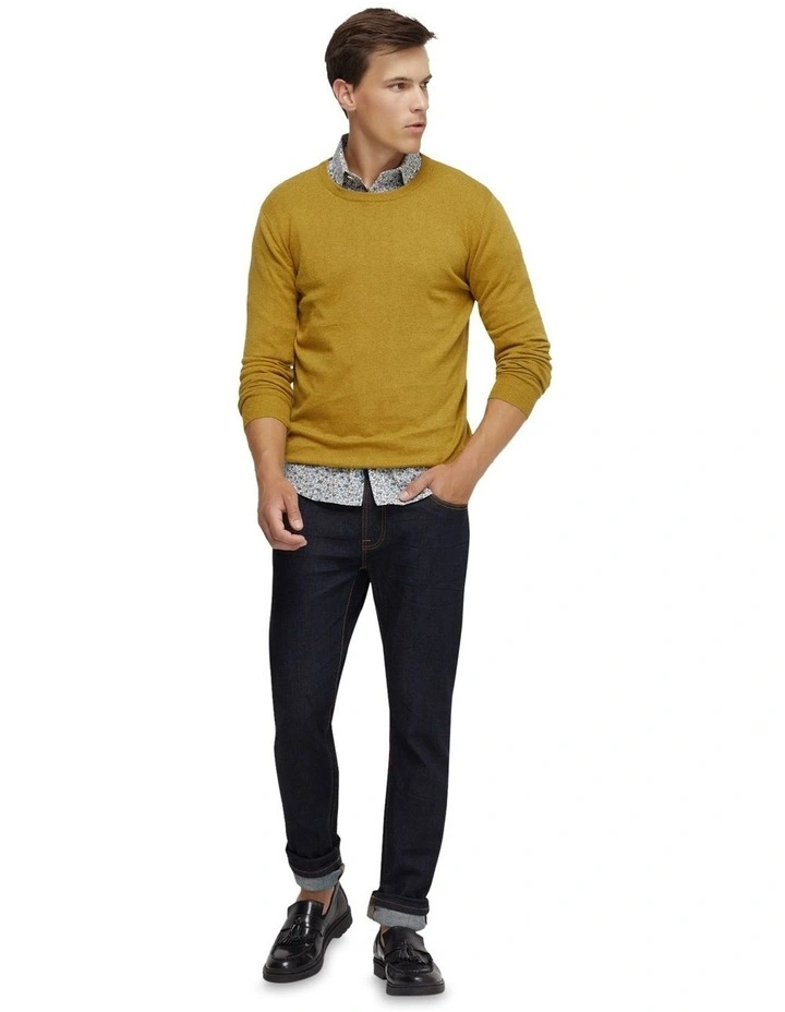 Crew Neck Cotton Cashmere Knit in Acid image 1