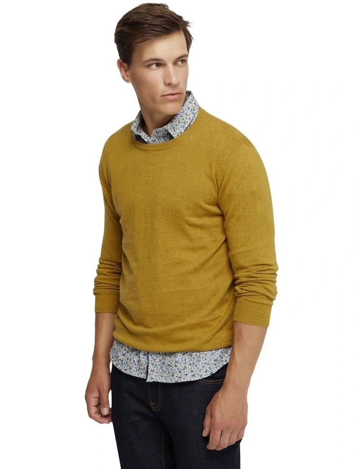 Crew Neck Cotton Cashmere Knit in Acid image 2