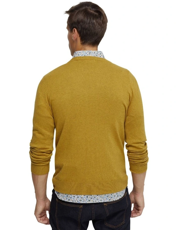 Crew Neck Cotton Cashmere Knit in Acid image 3