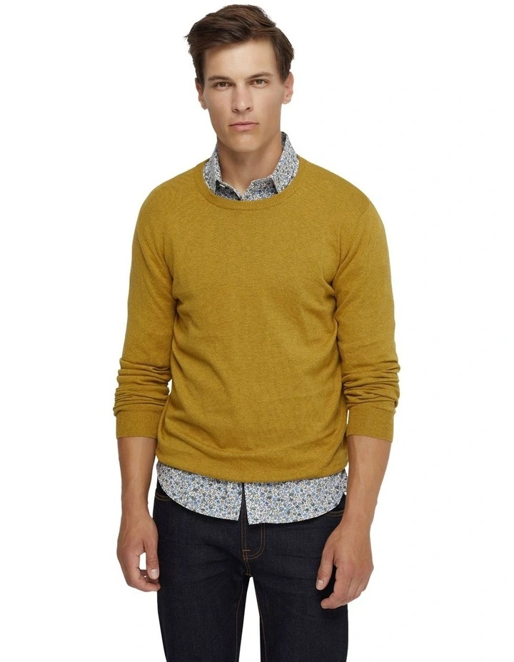 Crew Neck Cotton Cashmere Knit in Acid image 5