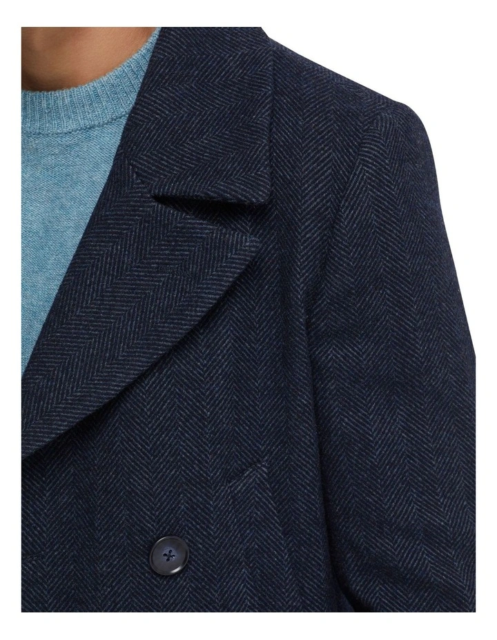 Mason Herringbone Wool Rich Coat in Blue image 6