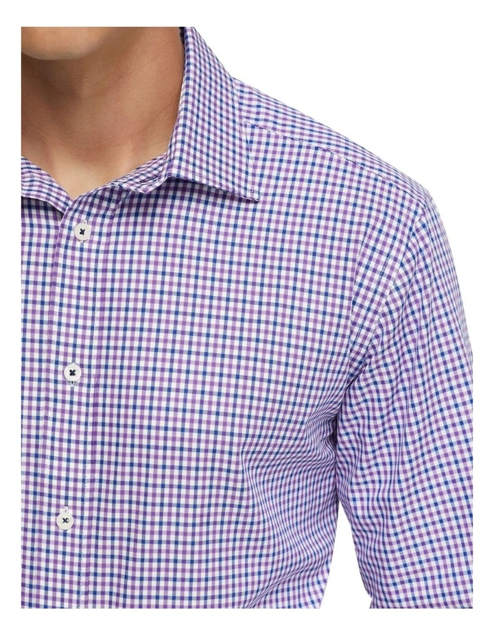 Islington Cotton Small Check Shirt in Purple/Navy image 6