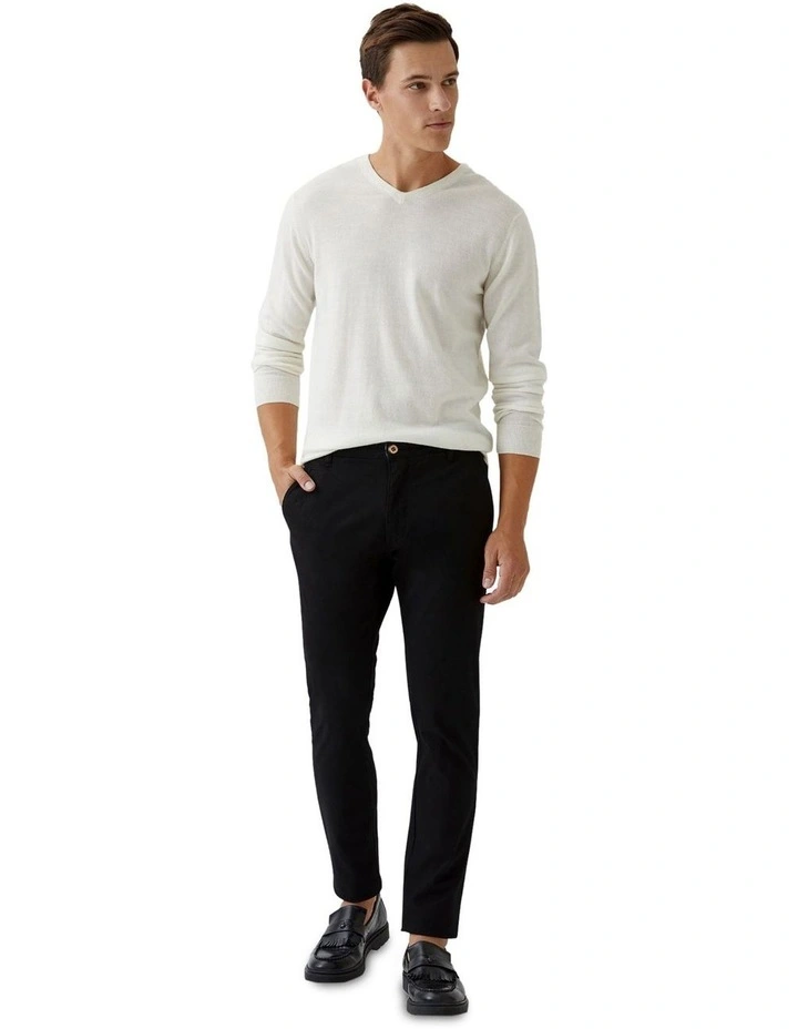 V-Neck Pure Merino Wool Pullover in Winter White image 1