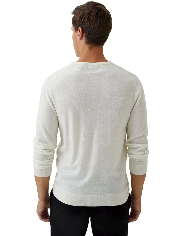 V-Neck Pure Merino Wool Pullover in Winter White image 3