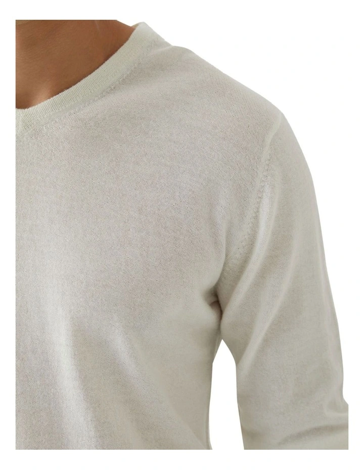 V-Neck Pure Merino Wool Pullover in Winter White image 6
