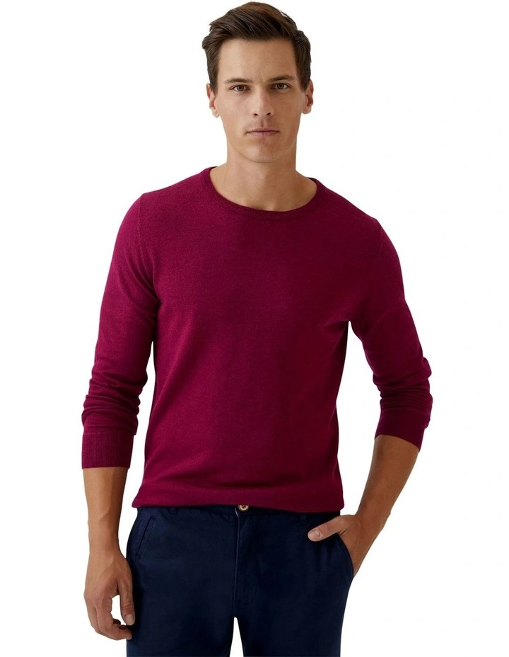 Crew Neck Merino Wool Knit in Plum image 1