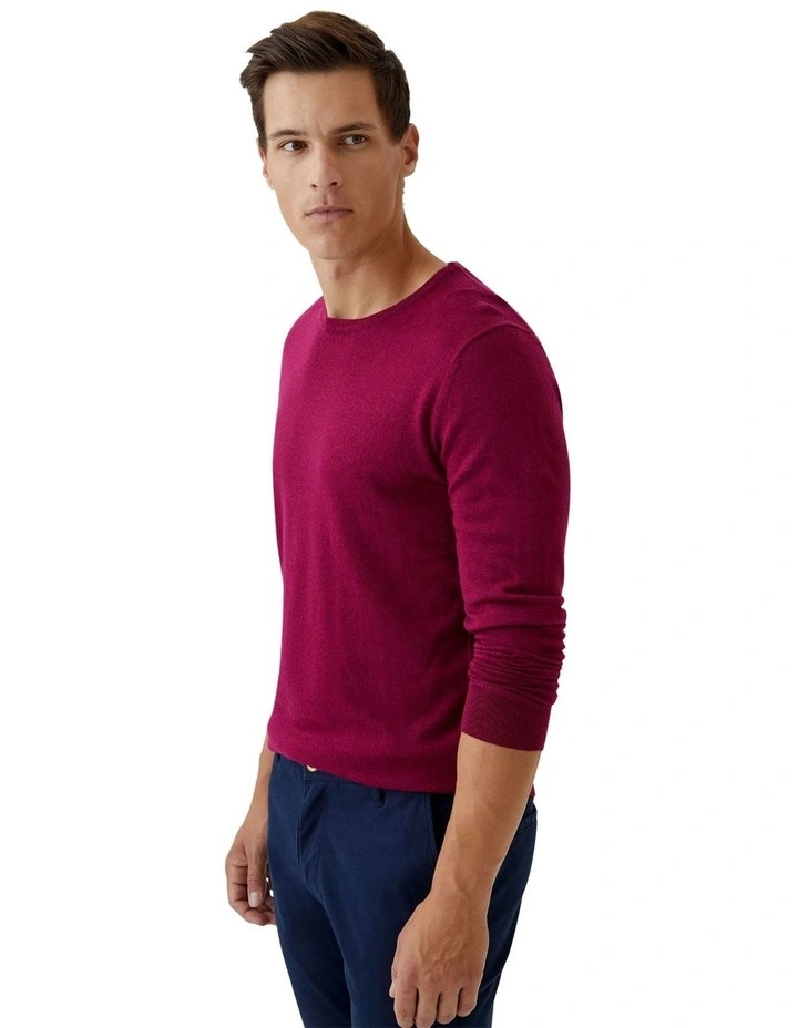Crew Neck Merino Wool Knit in Plum image 2