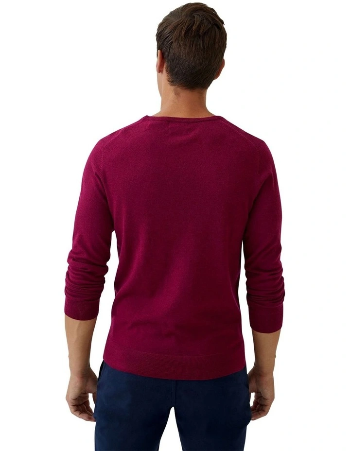 Crew Neck Merino Wool Knit in Plum image 3