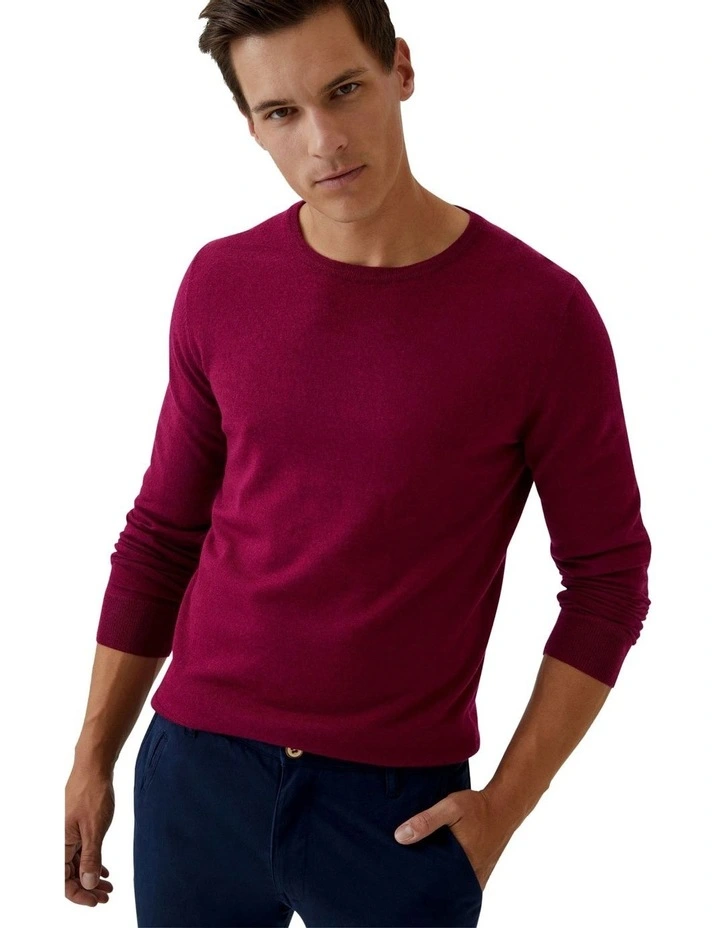 Crew Neck Merino Wool Knit in Plum image 4
