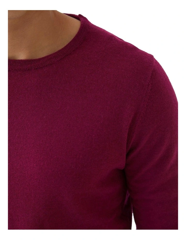 Crew Neck Merino Wool Knit in Plum image 6
