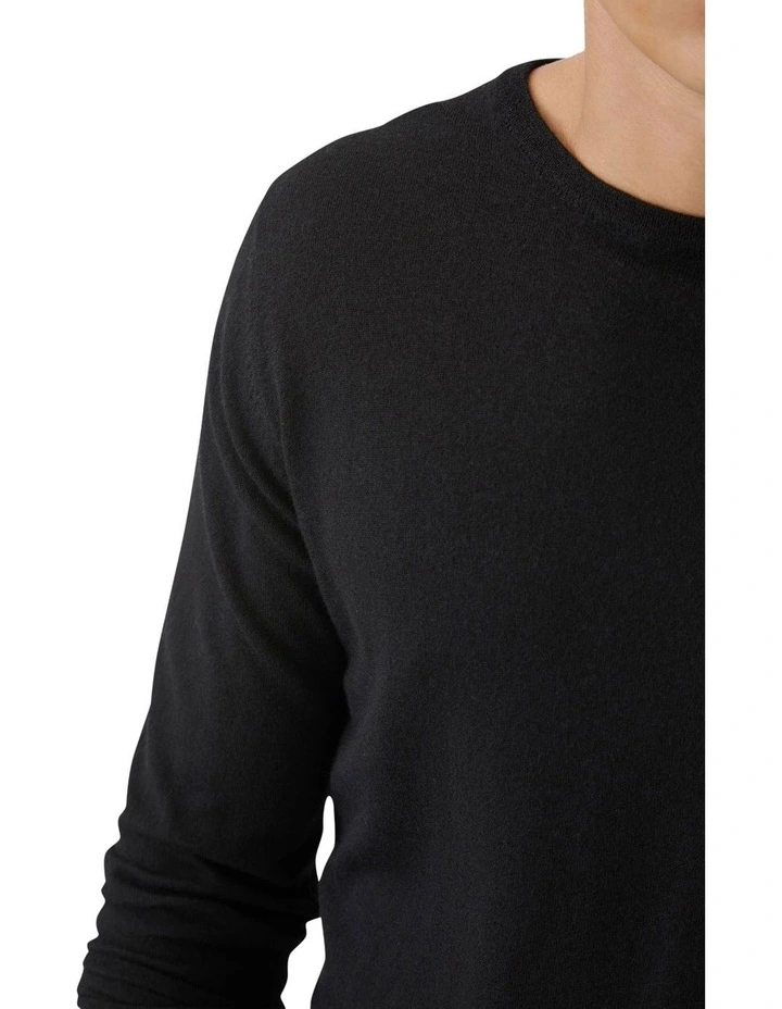 Crew Neck Merino Wool Knit in Black image 6