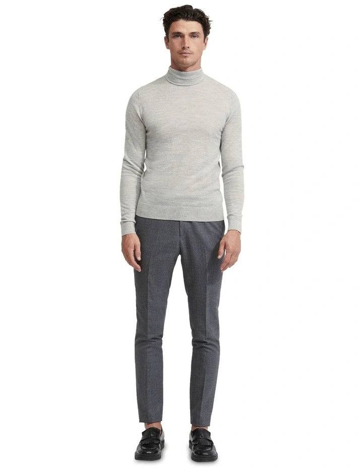 Aaron Turtle Neck Merino Wool Knit in Silver Grey image 1