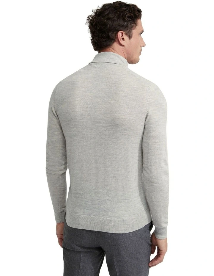 Aaron Turtle Neck Merino Wool Knit in Silver Grey image 3