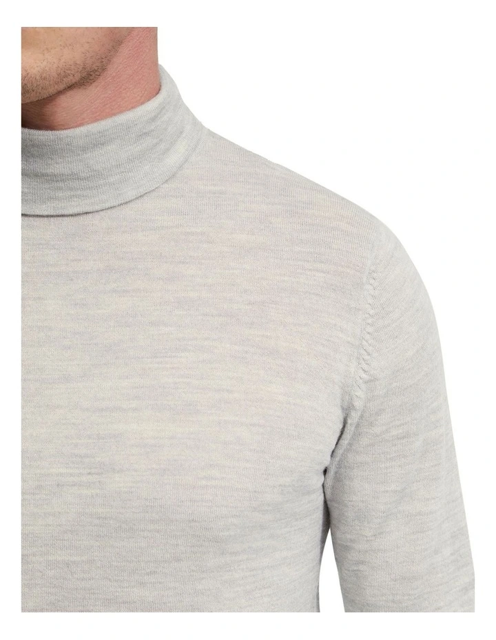 Aaron Turtle Neck Merino Wool Knit in Silver Grey image 6
