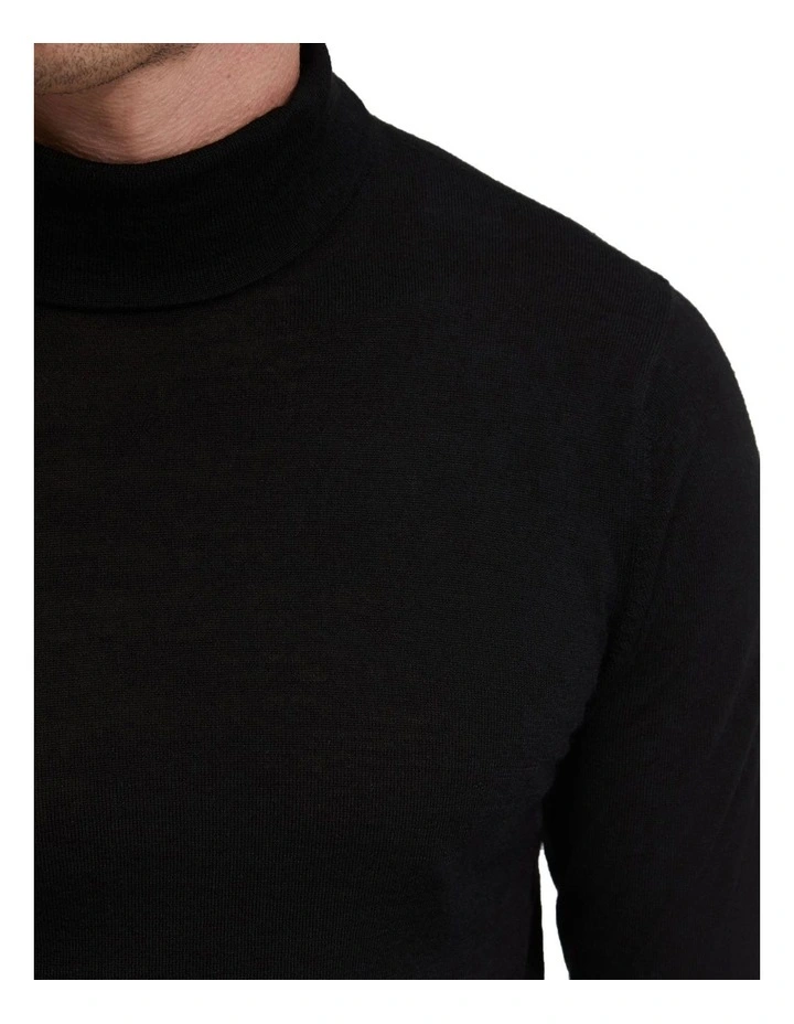 Aaron Turtle Neck Merino Wool Knit in Black image 6