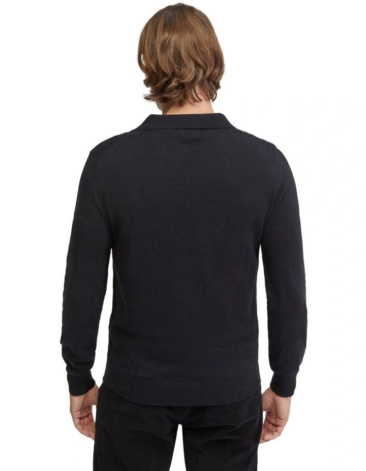 Rufus Polo Collar Knit in Black image 3