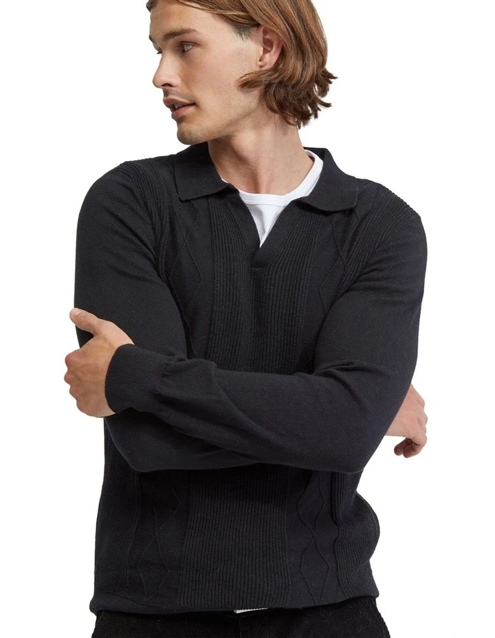 Rufus Polo Collar Knit in Black image 4