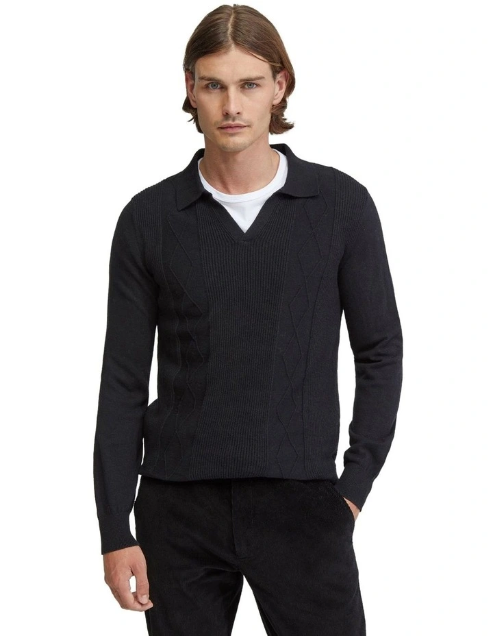 Rufus Polo Collar Knit in Black image 5
