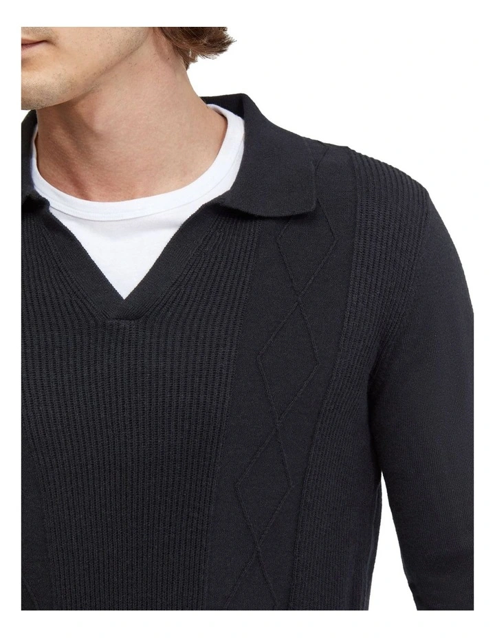 Rufus Polo Collar Knit in Black image 6
