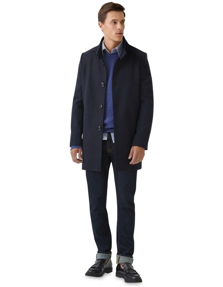 Dunbar Wool Rich Overcoat in Navy image 1