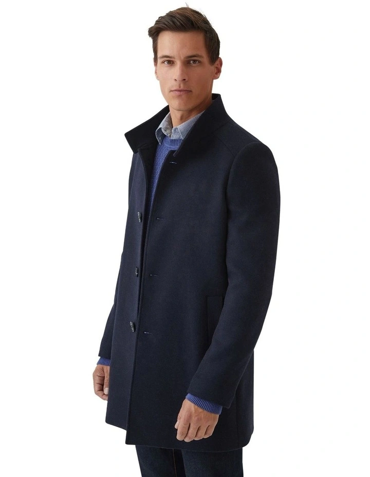 Dunbar Wool Rich Overcoat in Navy image 2
