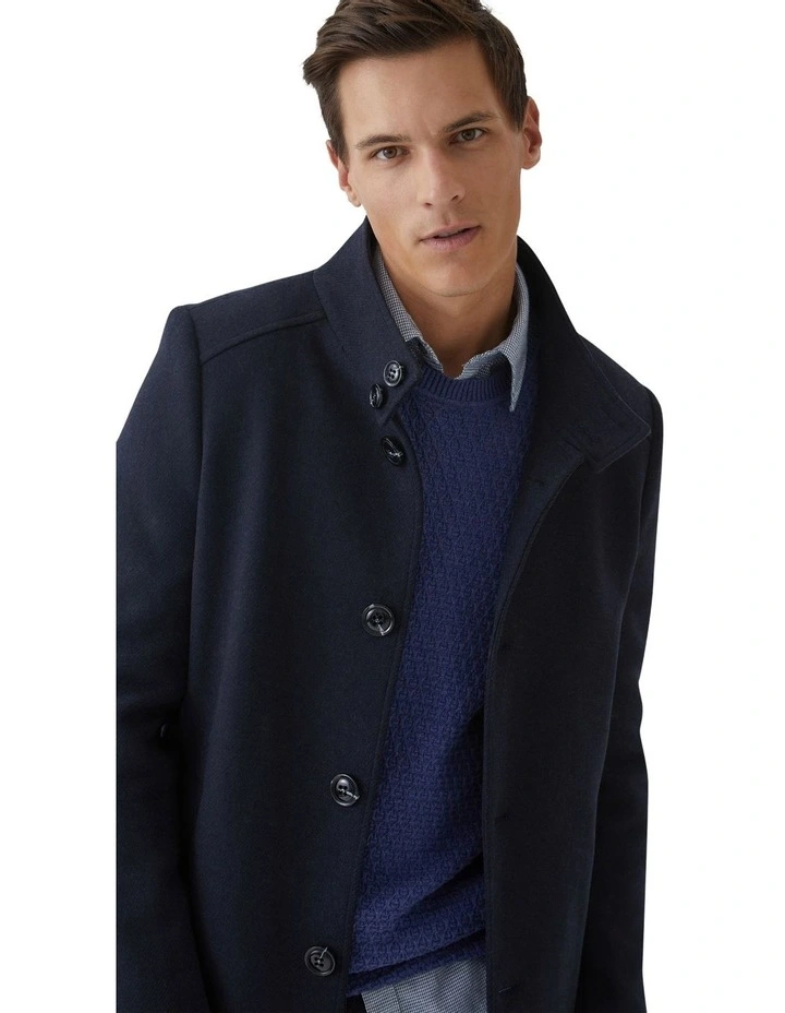 Dunbar Wool Rich Overcoat in Navy image 4