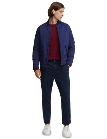 Hamish Padded Bomber Jacket in Navy