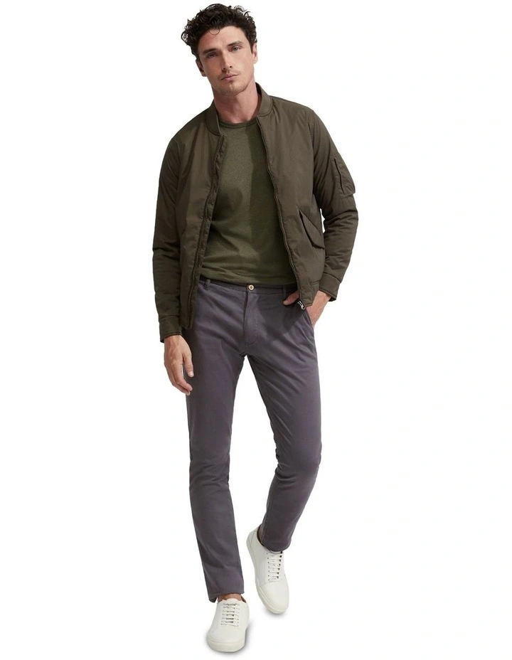 Hamish Padded Bomber Jacket in Olive image 1