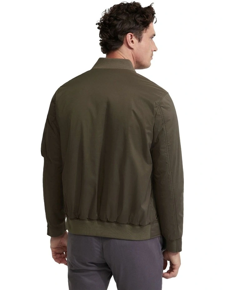 Hamish Padded Bomber Jacket in Olive image 3