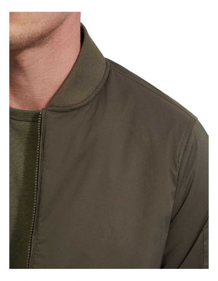 Hamish Padded Bomber Jacket in Olive image 6