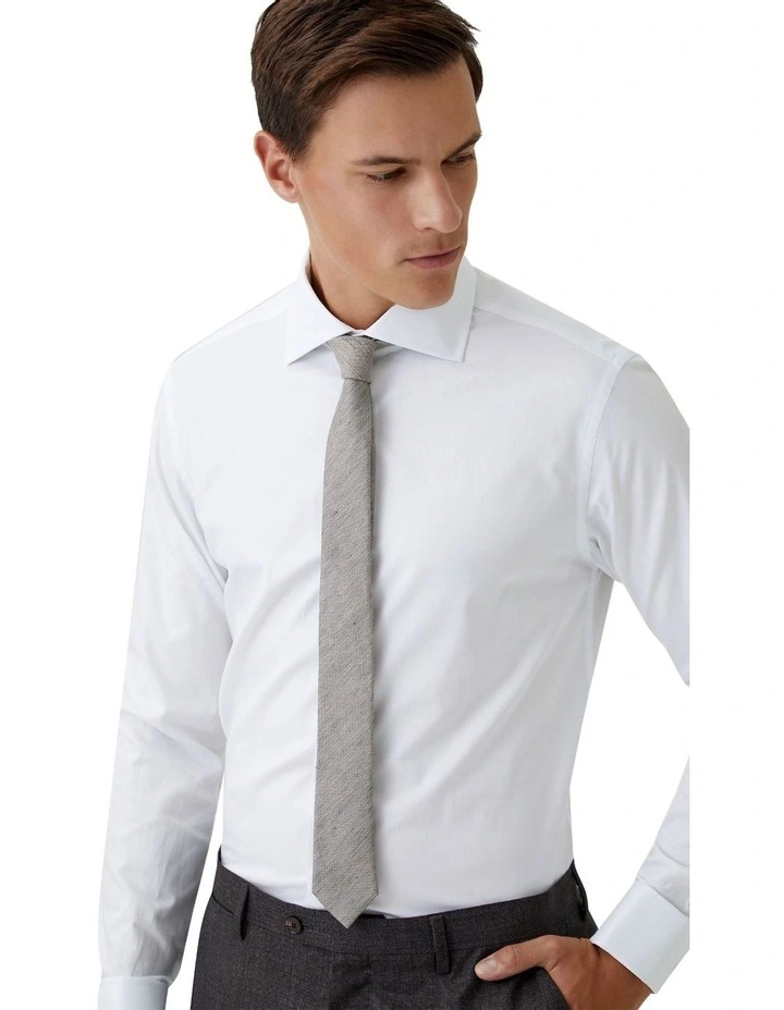 Trafalgar French Cuff Dobby Shirt in White image 4