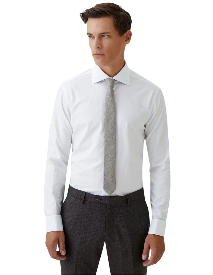 Trafalgar French Cuff Dobby Shirt in White image 5