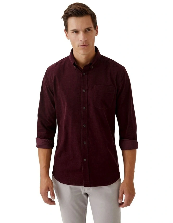 Portland Corduroy Cotton Shirt in Port image 1