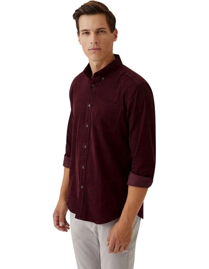 Portland Corduroy Cotton Shirt in Port image 2