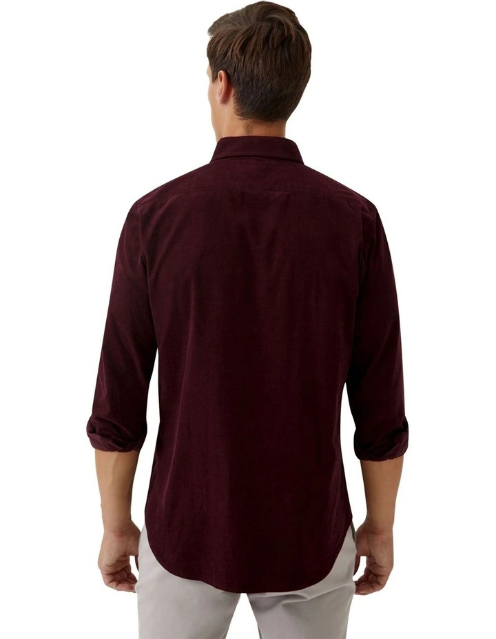 Portland Corduroy Cotton Shirt in Port image 3
