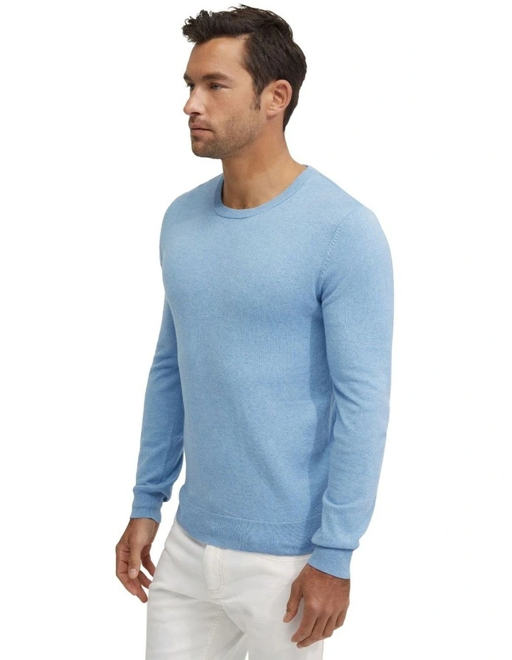 Basic Crew Neck Cashmere Blend Top in Sky image 2