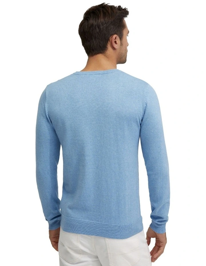 Basic Crew Neck Cashmere Blend Top in Sky image 3