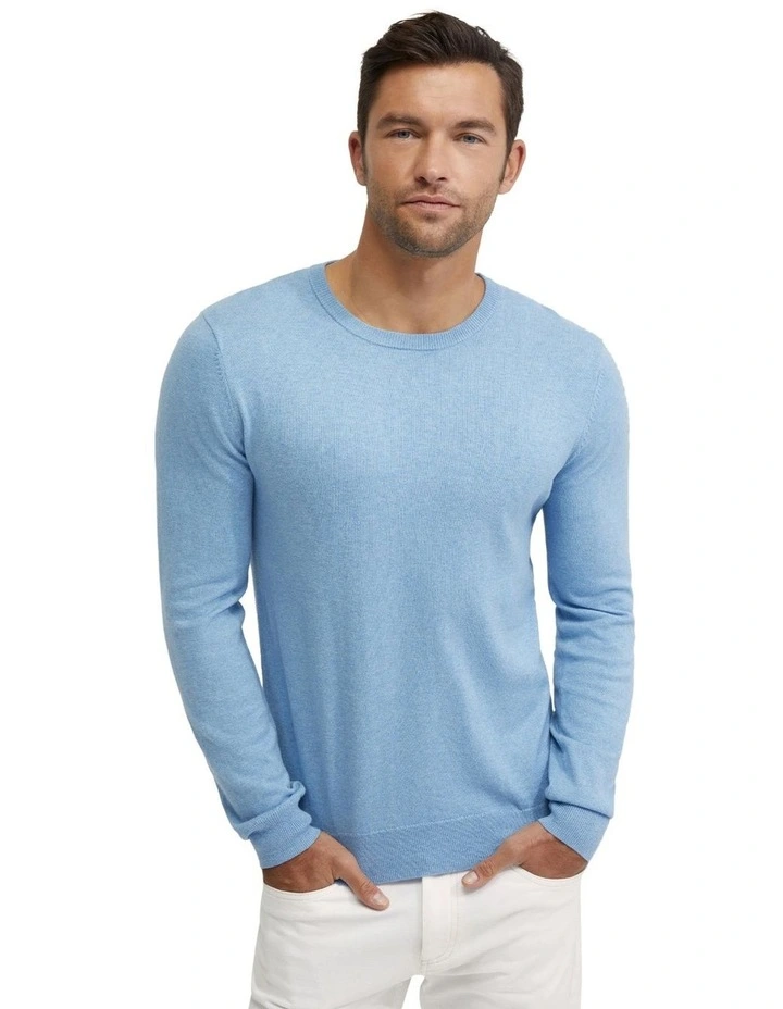 Basic Crew Neck Cashmere Blend Top in Sky image 5