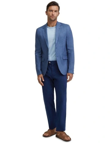 Blake Linen Blazer in Blue