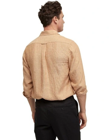 Fergus Pure Linen Shirt in Spice